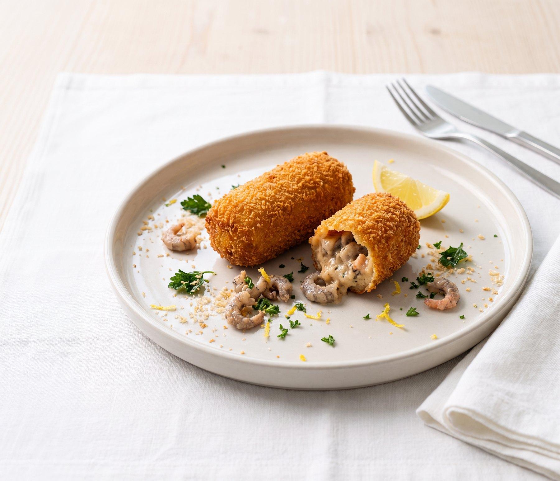 Versgebroken garnaalkroket