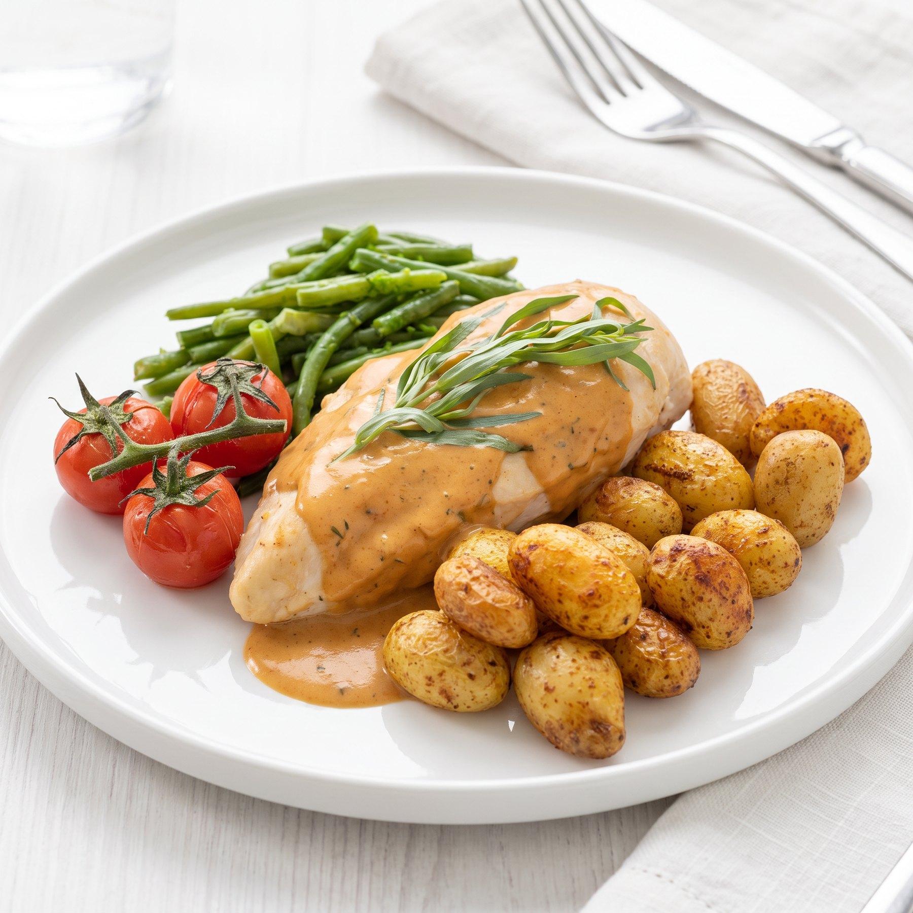 Kipfilet met boontjes en krielaardappelen