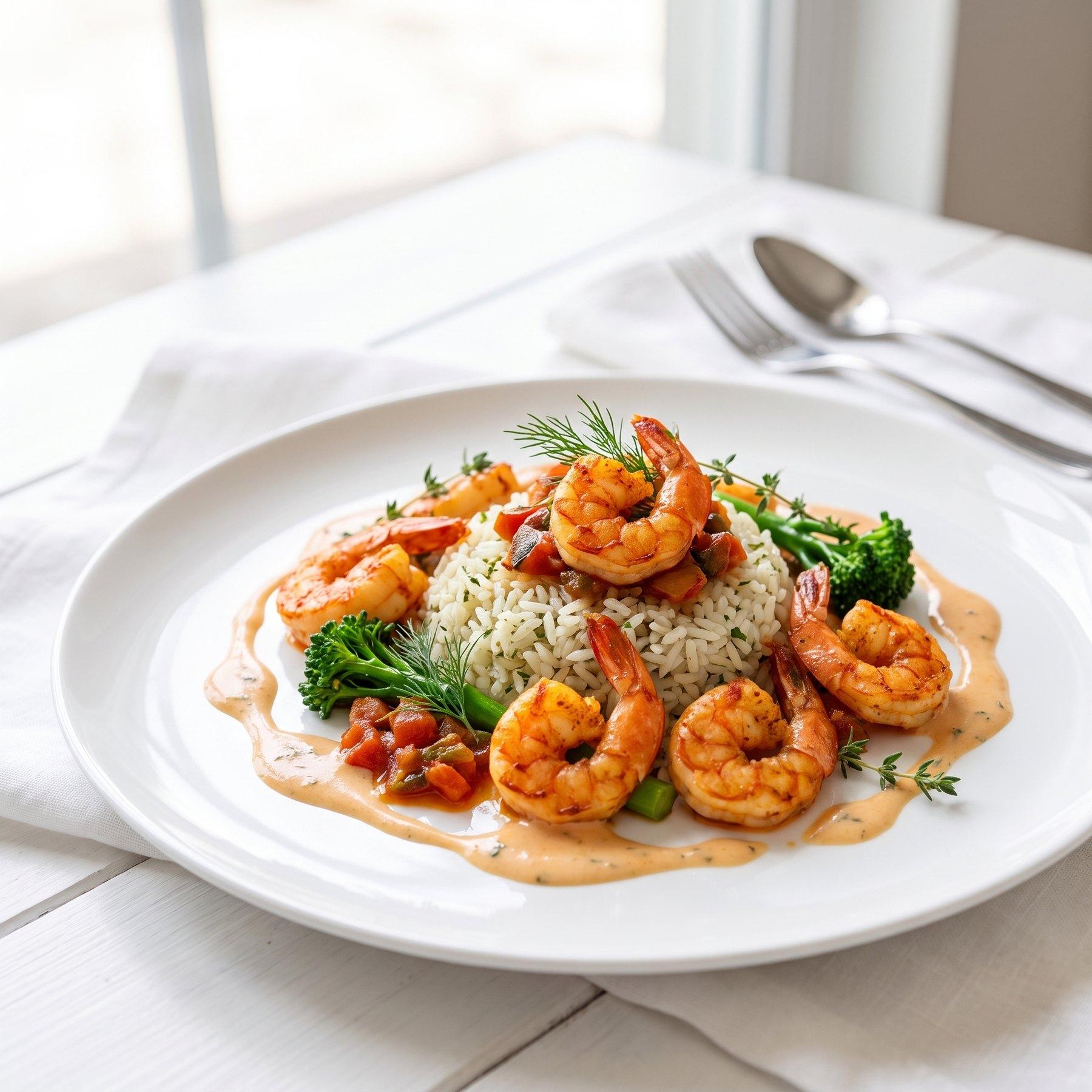 Scampi met kruidenrijst